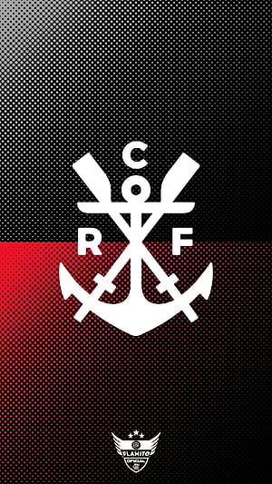 Flamengo Club Crest on Black and Red Halftone Gradient Background HD phone wallpaper