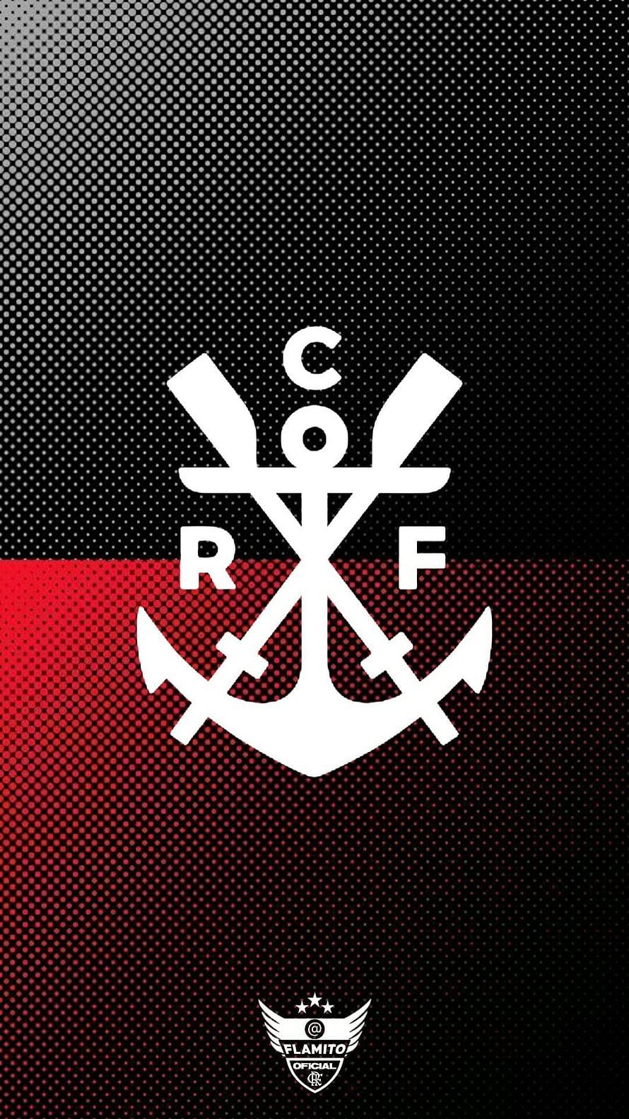 Flamengo Club Crest on Black and Red Halftone Gradient Background HD phone wallpaper