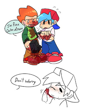 Friday Night Funkin' Pico and Boyfriend Fan Art with Speech Bubbles HD phone wallpaper