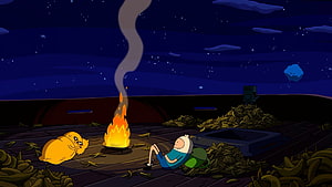 Adventure Time Finn and Jake Camping Under a Starry Night Sky HD wallpaper