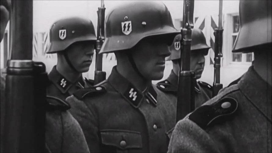 Historical Black and White Photograph of World War II German Military Soldiers in Formation HD wallpaper
