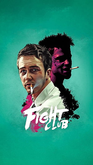 Fight Club Movie Poster Art Featuring Dual Character Portraits and Bold Typography HD phone wallpaper