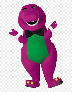 Barney the Purple Dinosaur Mascot Wearing a Black Bow Tie and White Cuffs HD phone wallpaper
