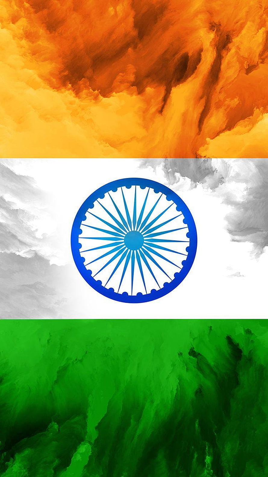 Indian National Flag with Ashoka Chakra Set Against Dramatic Cloudy Sky Background HD phone wallpaper