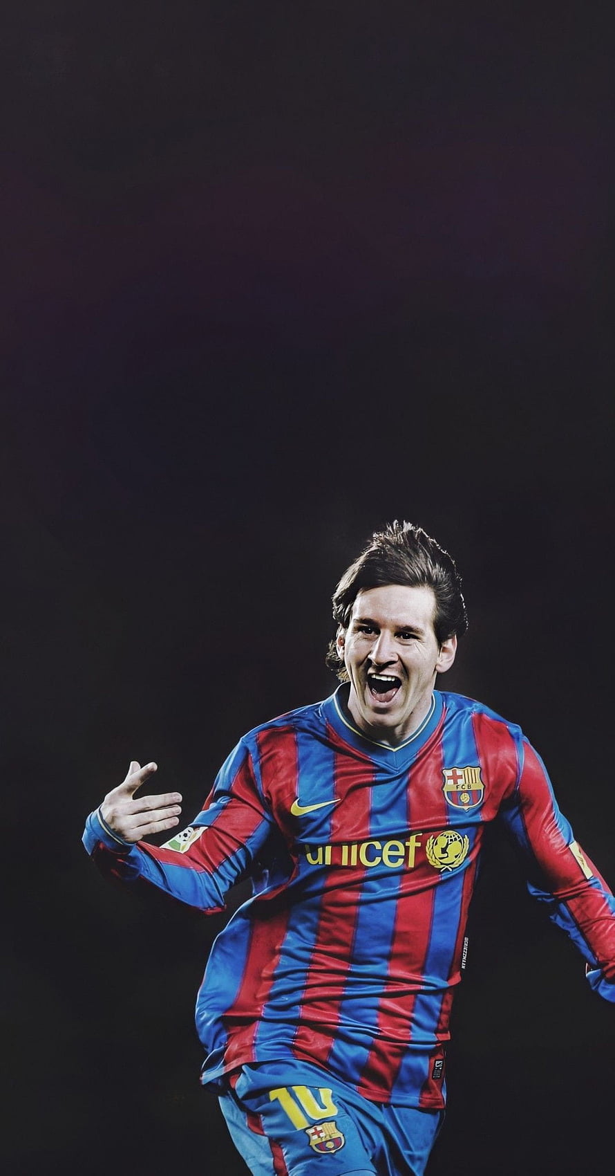 Lionel Messi Celebrating in Classic Barcelona Home Kit HD phone wallpaper