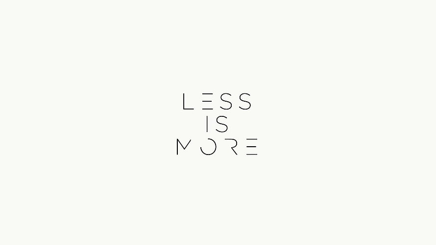 Minimalist Typography Design Featuring the Phrase Less Is More in Thin Black Lettering on a Plain Off-White Background HD wallpaper