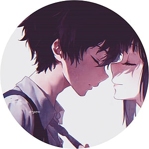 Anime Couple Foreheads Touching in Soft Pastel Profile Illustration HD phone wallpaper