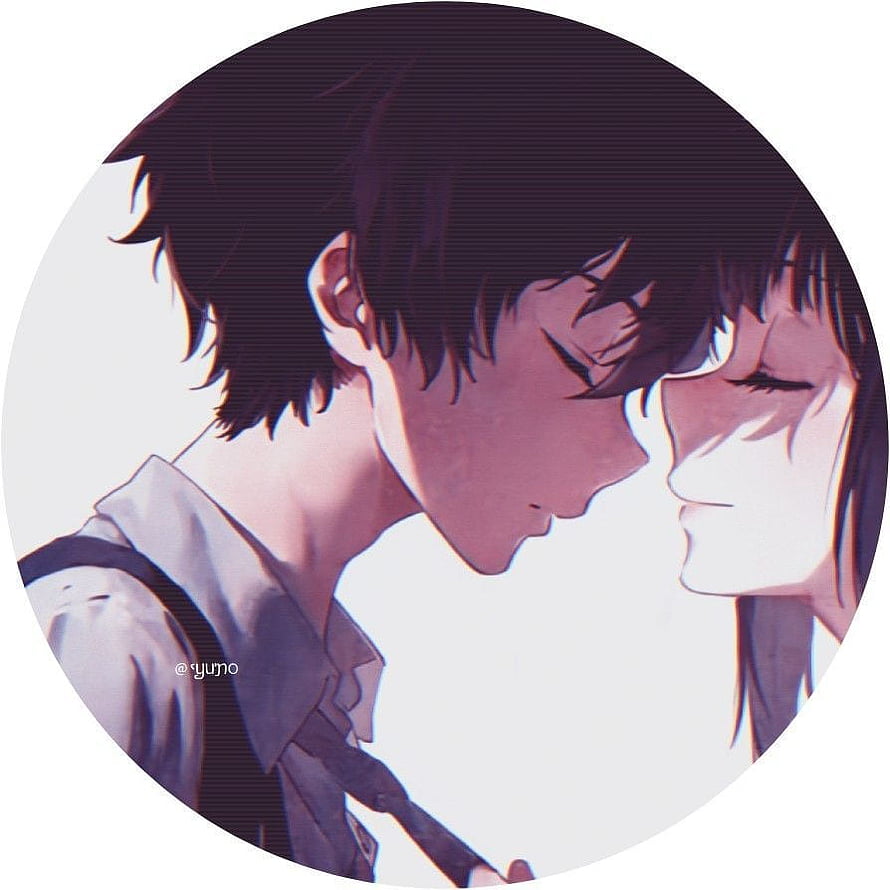 Anime Couple Foreheads Touching in Soft Pastel Profile Illustration HD phone wallpaper