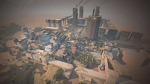 Valorant Ascent Map Aerial View of Desert City with Industrial Towers and Residential Districts HD wallpaper