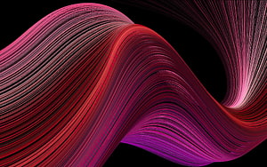 Flowing Red and Magenta Thread Lines Abstract Wave on Black Background HD wallpaper