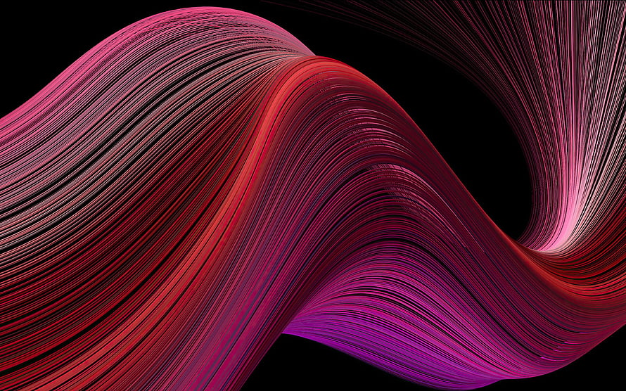 Flowing Red and Magenta Thread Lines Abstract Wave on Black Background HD wallpaper
