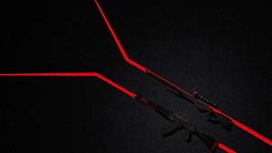 Counter Strike Redline AK47 and AWP Sniper Rifle on Dark Background HD wallpaper