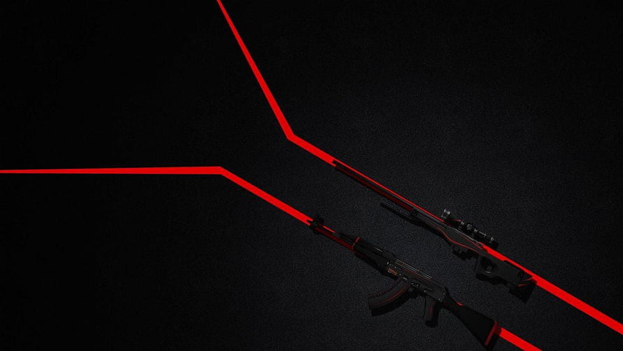 Counter Strike Redline AK47 and AWP Sniper Rifle on Dark Background HD wallpaper