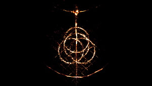 Elden Ring Glowing Golden Sigil and Mystical Rune on Black Background HD wallpaper