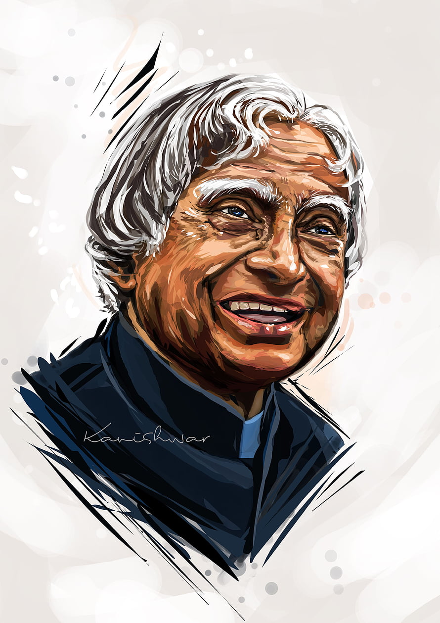 Digital Portrait of A.P.J. Abdul Kalam with Warm Smile and White Hair HD phone wallpaper