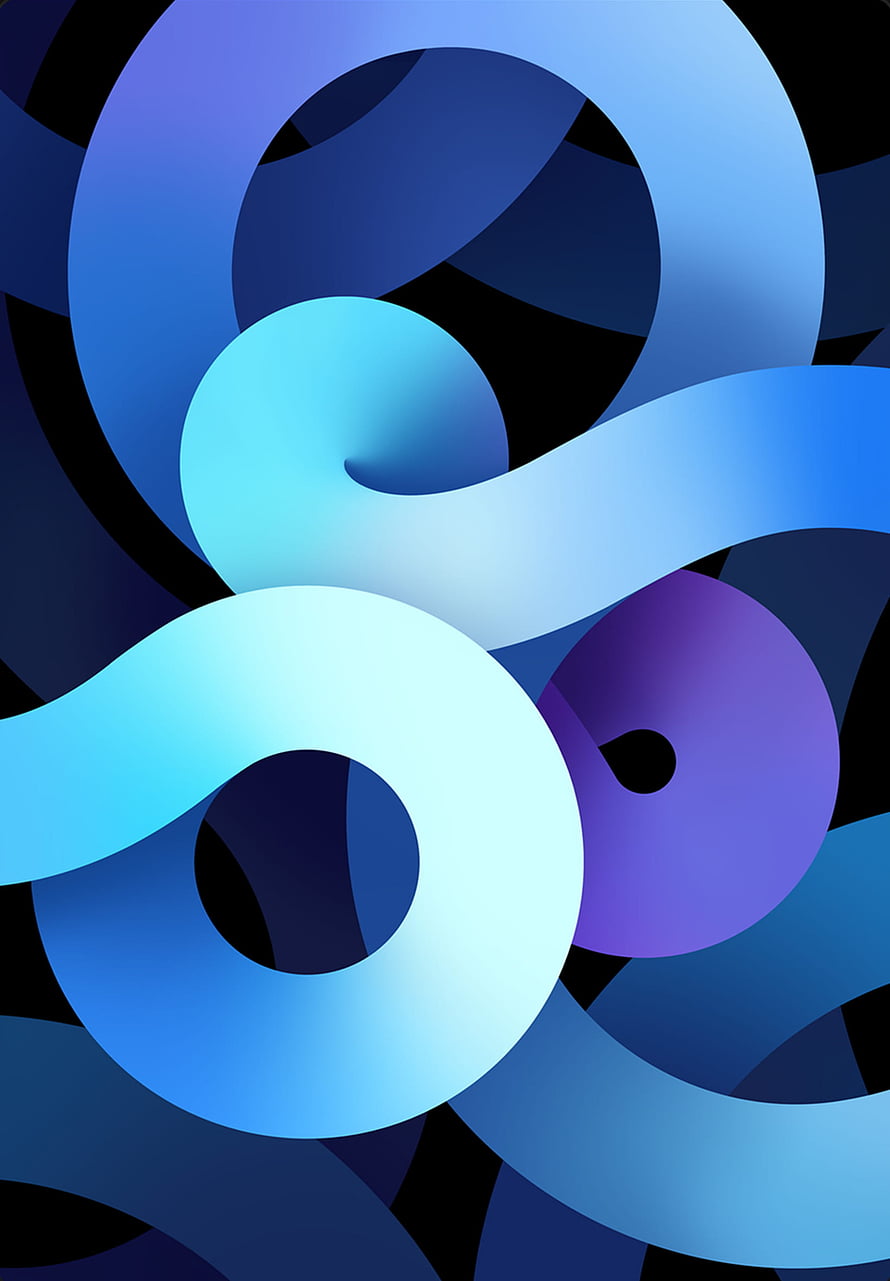 Abstract 3D Blue and Purple Ribbon Shapes on Black Background HD phone wallpaper