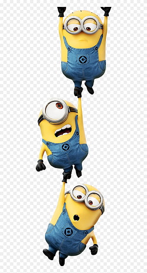 Three Minions Hanging in a Vertical Chain on Transparent Background HD phone wallpaper