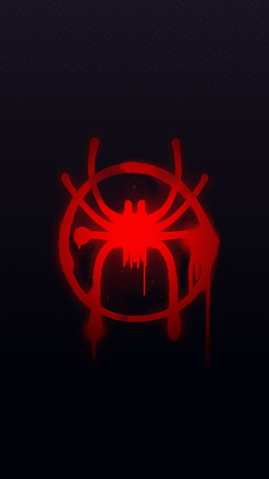 Glowing Red Spider Symbol on Black Background HD phone wallpaper