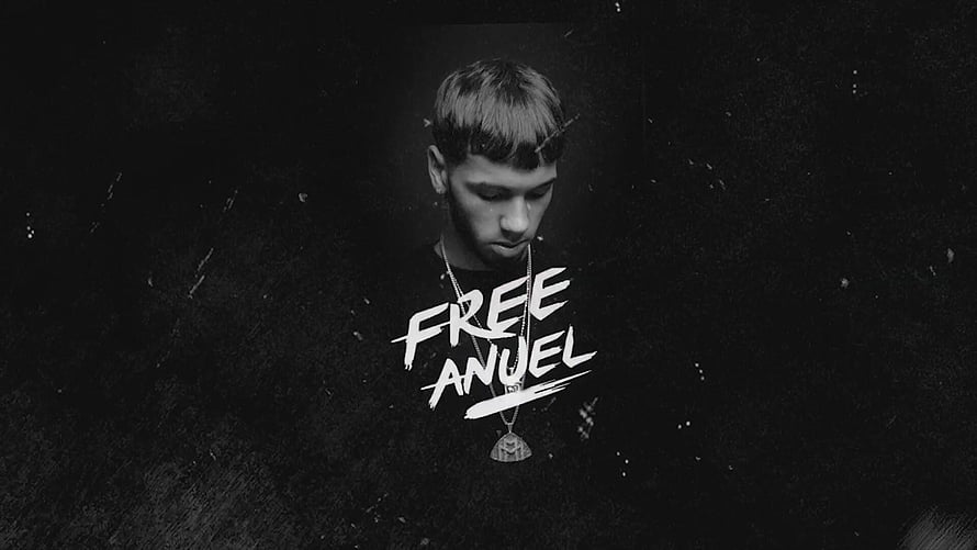 Anuel AA Free Anuel Black and White Portrait with Graffiti Text and Distressed Texture HD wallpaper