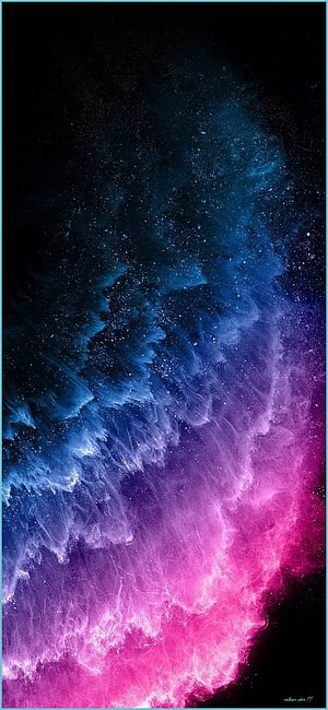 Vibrant Blue and Pink Cosmic Nebula Clouds on Black Background HD phone wallpaper