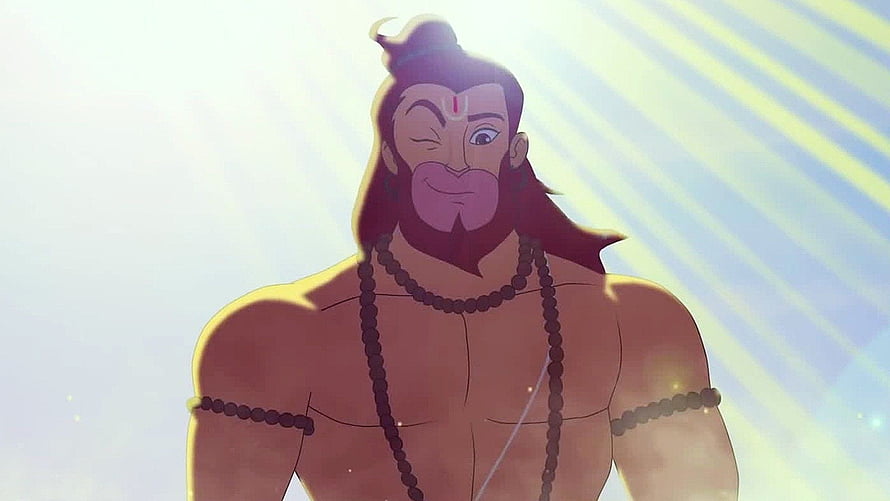 Hanuman Da Damdaar Animated Character Winking With Rudraksha Beads And Divine Aura HD wallpaper