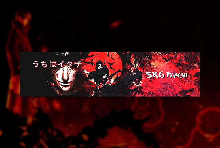 Itachi Uchiha Dark Anime Banner with Red Moon and Akatsuki Cloak HD wallpaper