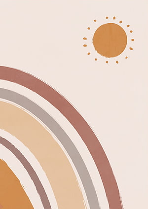 Minimalist Boho Sun and Rainbow Arcs in Warm Earth Tones HD phone wallpaper
