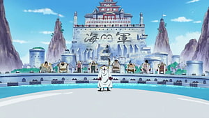 One Piece Marineford Castle with Admiral Fleet and Japanese Naval Architecture HD wallpaper
