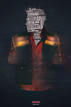 Fight Club Tyler Durden Typography Portrait with Glitch Art Effects HD phone wallpaper