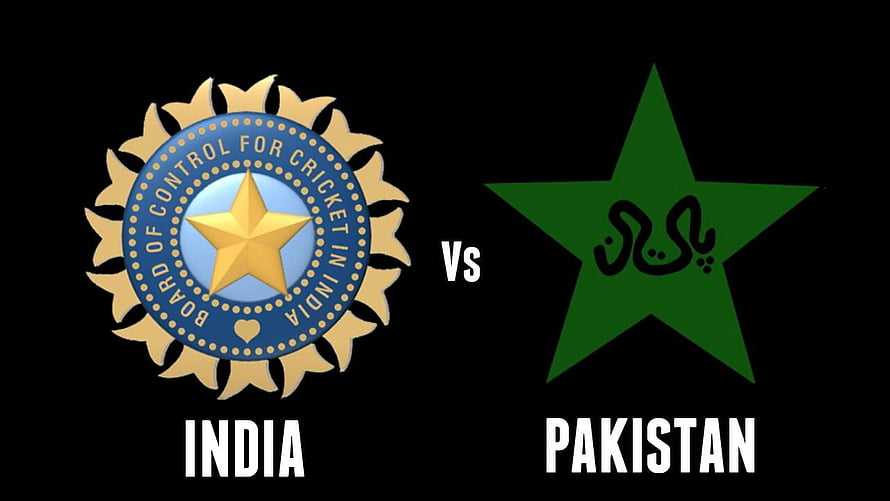 India vs Pakistan Cricket Matchup Featuring BCCI and PCB Team Logos on Black Background HD wallpaper