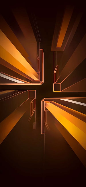 Abstract Geometric Orange Light Beams on Dark Background HD phone wallpaper