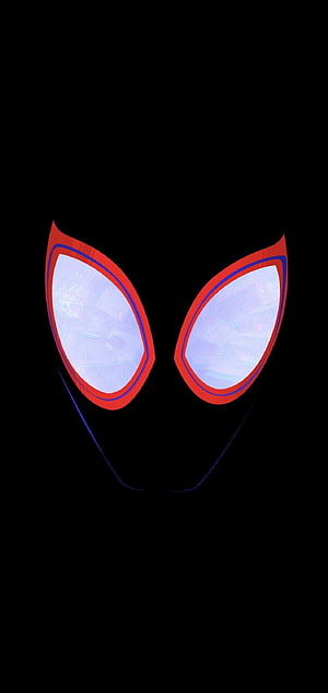 Miles Morales Spider-Man Mask Eyes Minimalist Black Background HD phone wallpaper