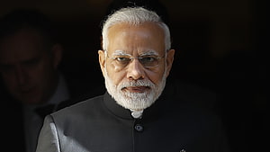 Narendra Modi in Formal Black Attire with Rimless Glasses and White Beard HD wallpaper