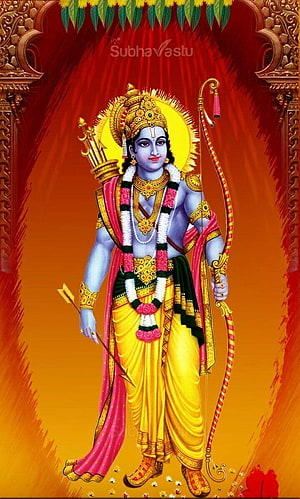 Sri Rama with Bow and Arrow in Traditional Indian Art Style HD phone wallpaper