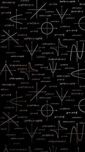 Mathematical Graphs and Equations on Black Background HD phone wallpaper