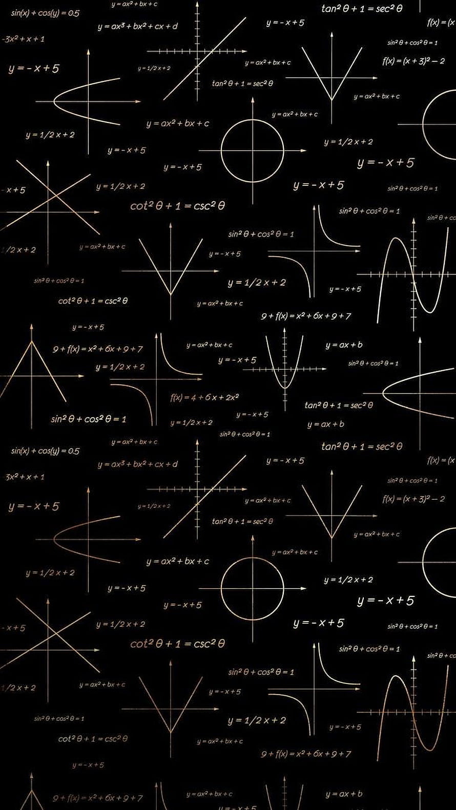 Mathematical Graphs and Equations on Black Background HD phone wallpaper