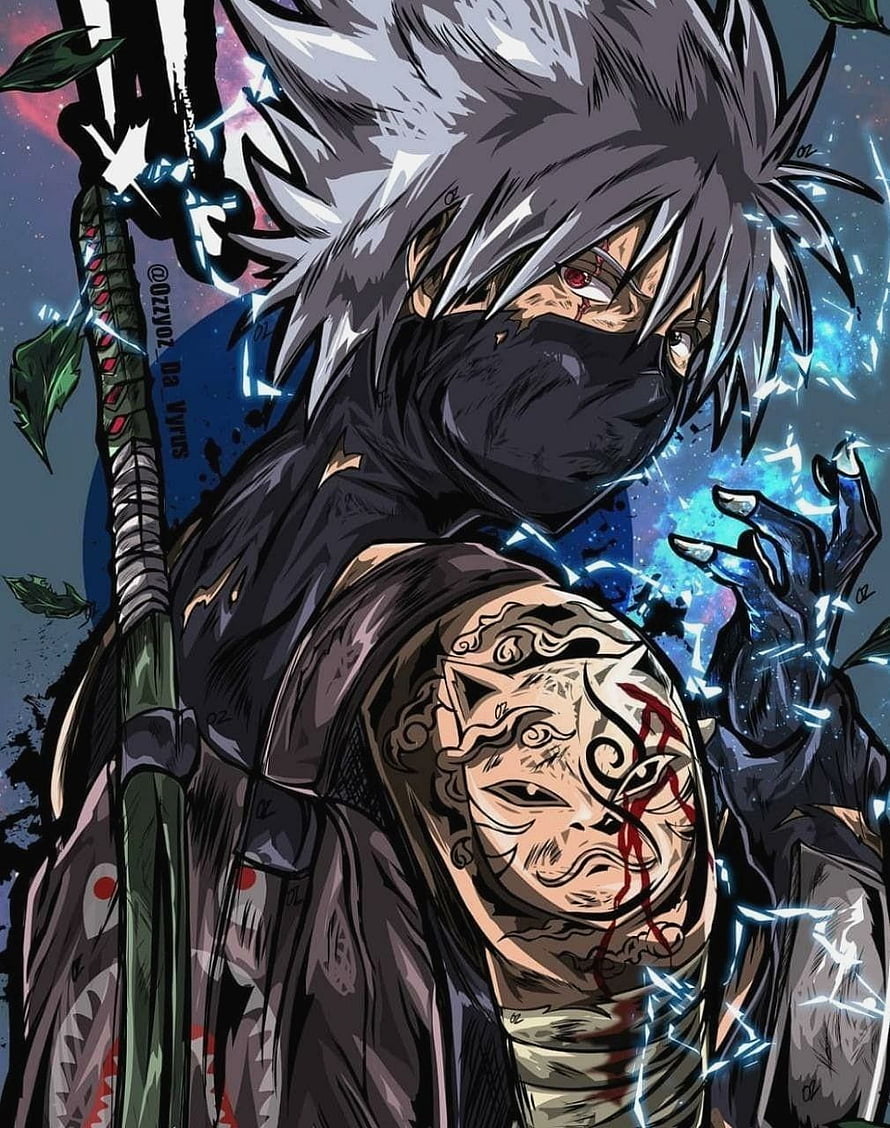 Naruto Character with Mask and Katana in Dark Anime Style HD phone wallpaper