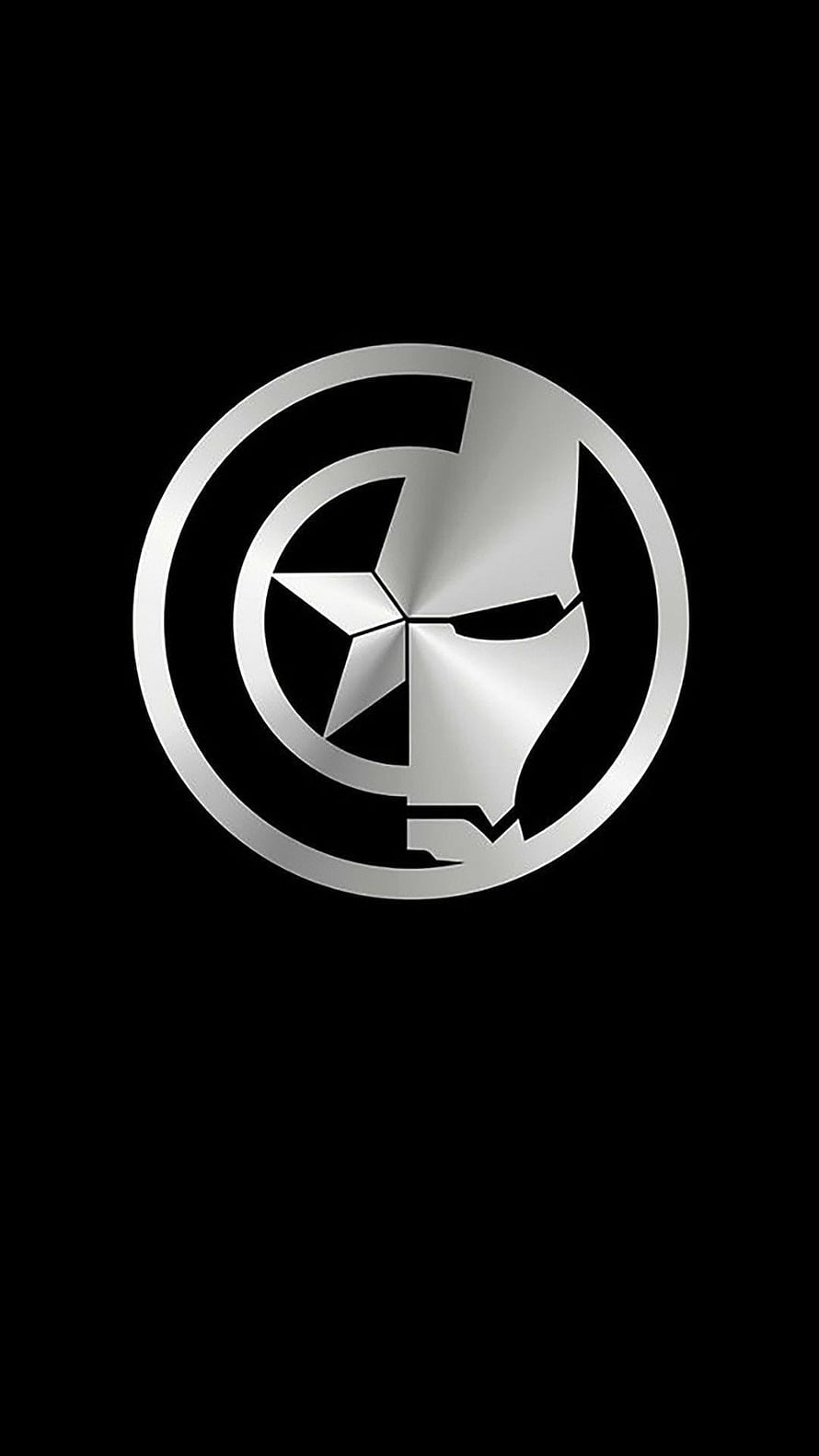 Silver Avengers Symbol Logo on Black Background HD phone wallpaper