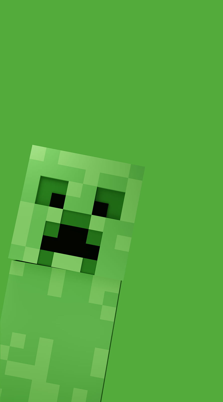 Minecraft Creeper Pixel Art Portrait on Solid Green Background HD phone wallpaper