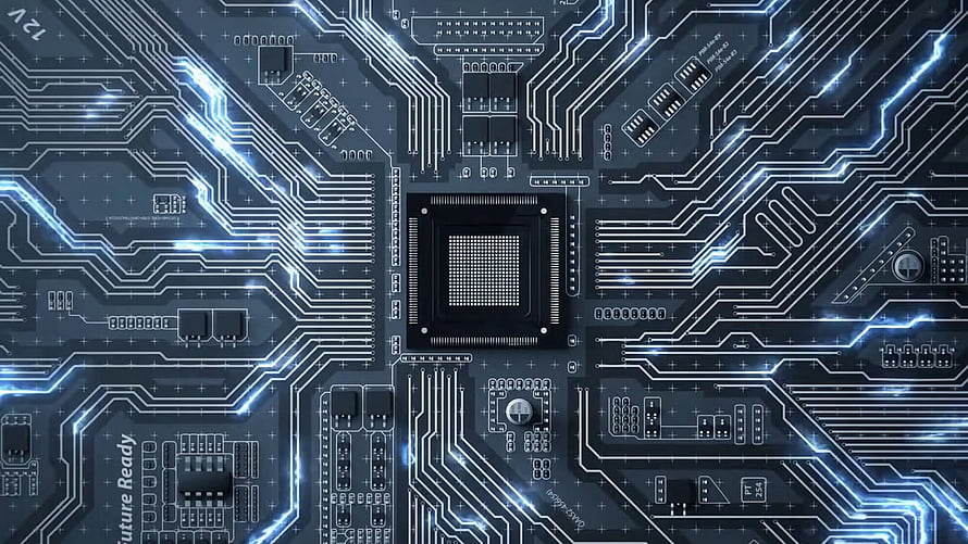 Glowing Blue Circuit Board with Central Processor Chip and Electronic Traces HD wallpaper