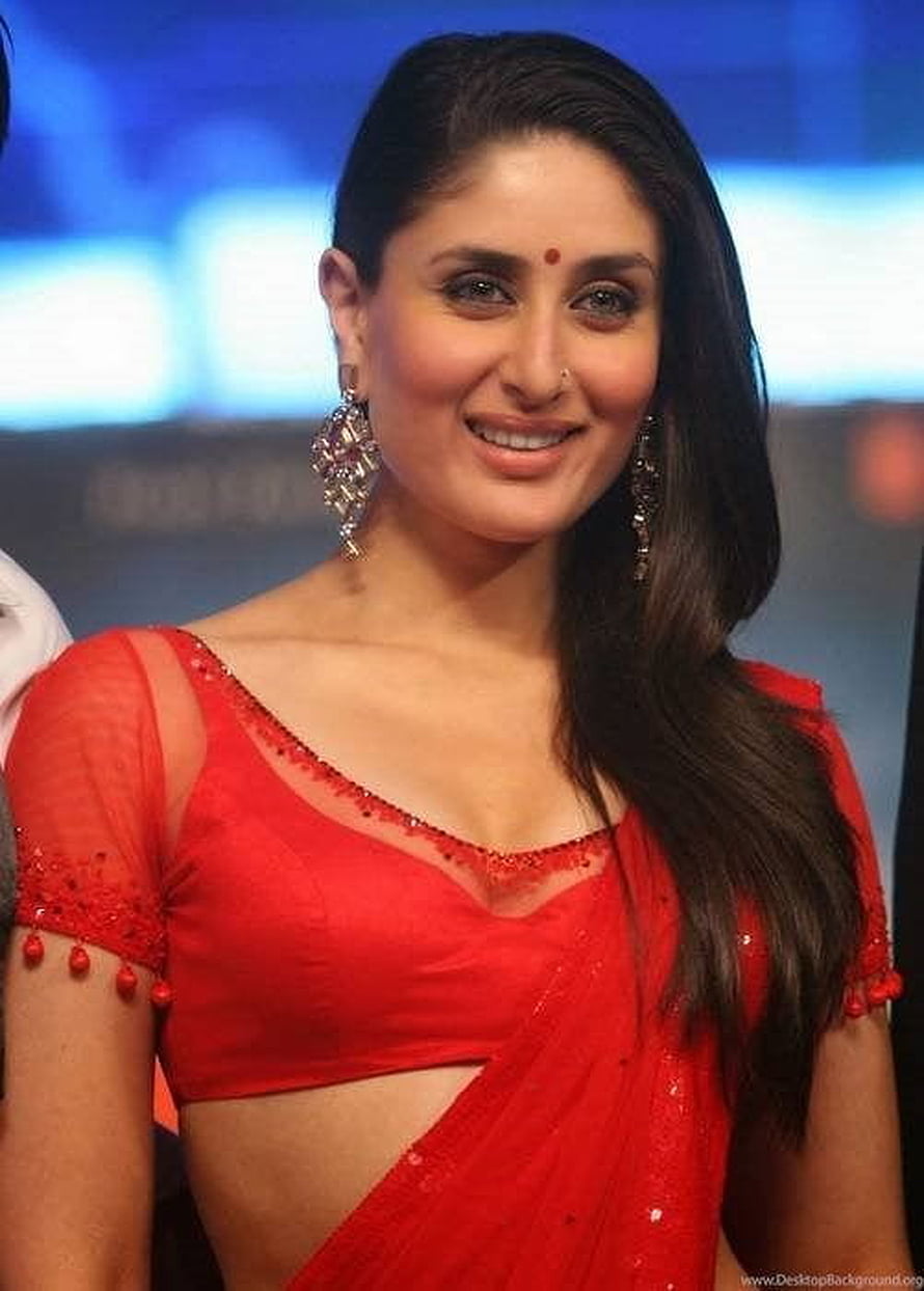 Kareena Kapoor in a vibrant red saree with intricate beadwork and elegant jewelry HD phone wallpaper