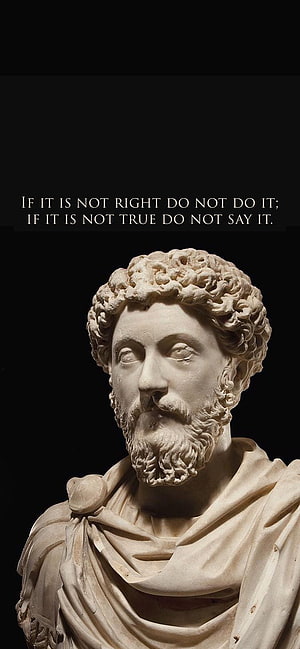 Ancient Roman Marble Bust with Stoic Philosophy Quote on Black Background HD phone wallpaper
