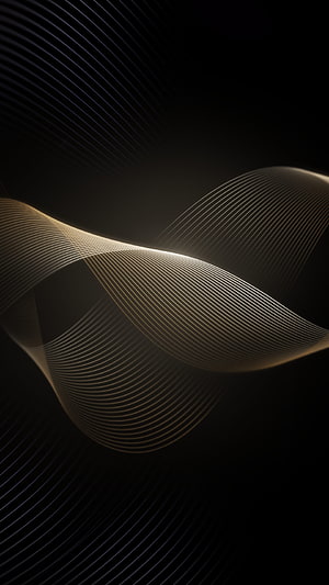 Golden Abstract Wave Lines on Dark Black Background HD phone wallpaper