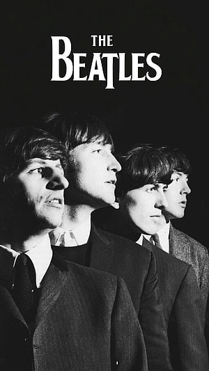 The Beatles Classic Black and White Portrait with Band Logo HD phone wallpaper