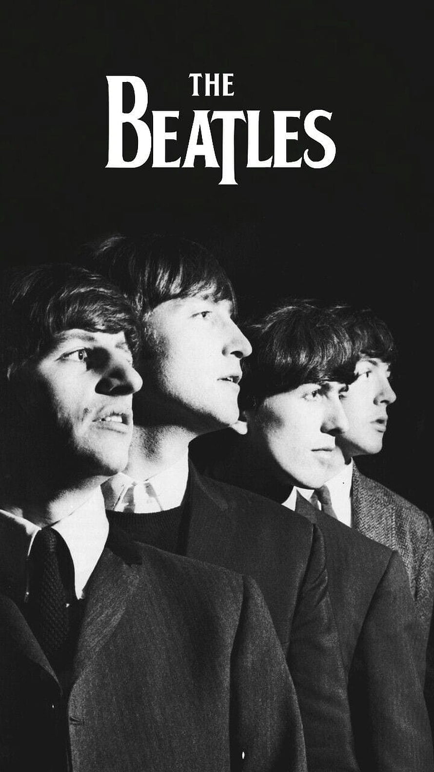 The Beatles Classic Black and White Portrait with Band Logo HD phone wallpaper