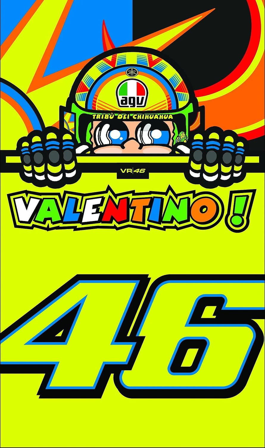 Valentino Rossi VR46 Moto GP Racing Helmet Illustration HD phone wallpaper