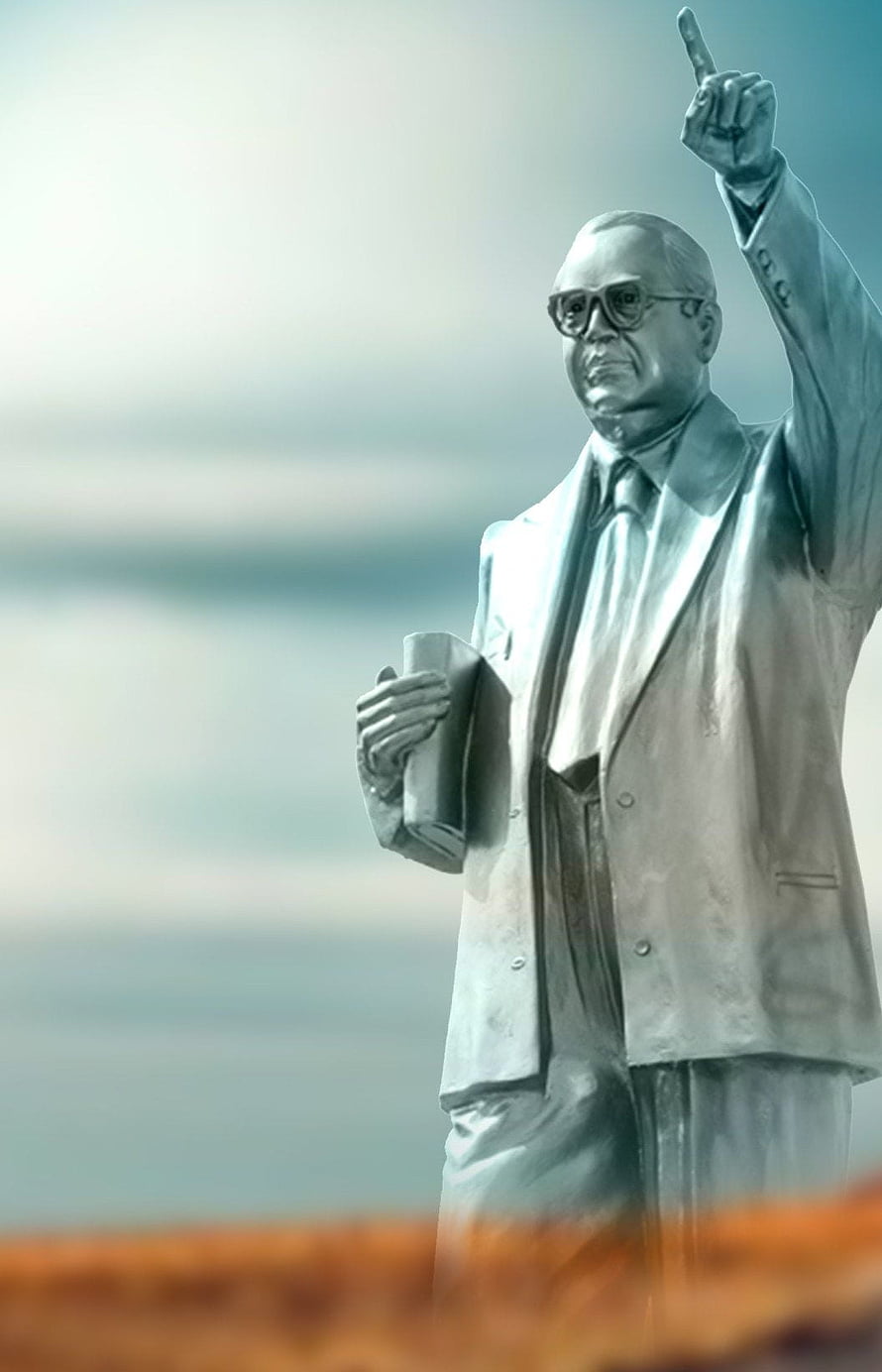 Dr. B. R. Ambedkar National Memorial Statue with Pointing Gesture and Glasses HD phone wallpaper
