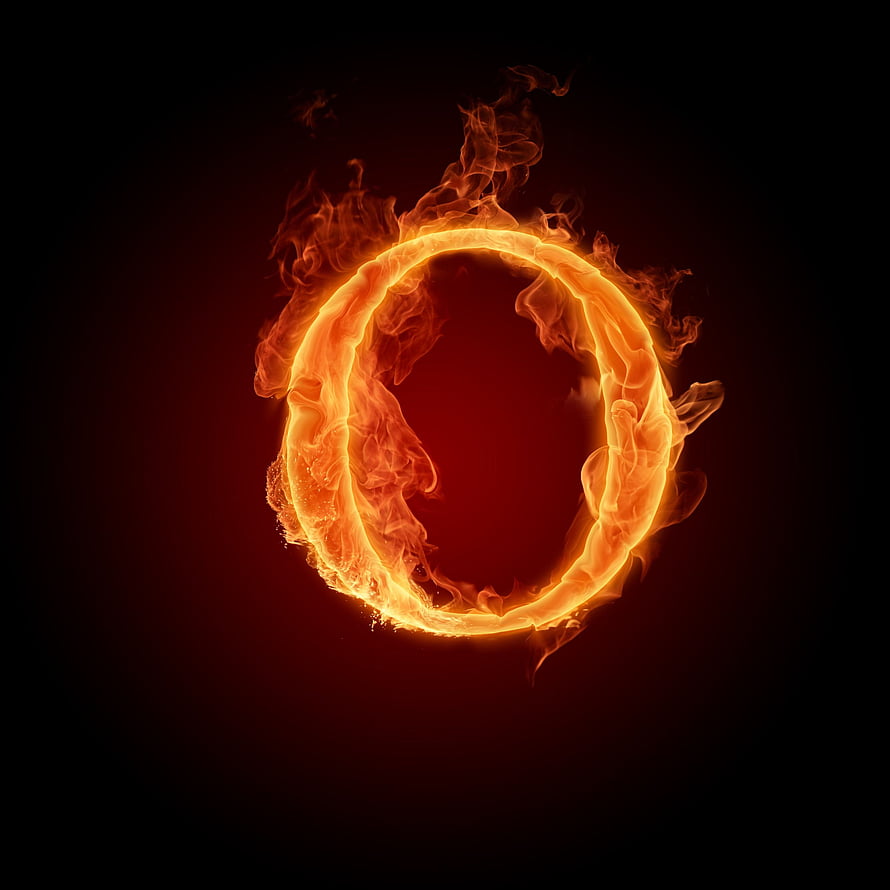 Glowing Fire Ring Letter O on Dark Background HD phone wallpaper