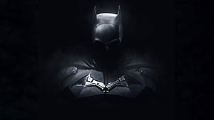 The Batman 2022 Dark Cowl and Armor in Dramatic Black and White Lighting, The Batman 2022 Batman Logo Dark Black Backgrounds Batman, the batman 2022 black HD wallpaper