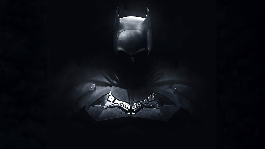 The Batman 2022 Dark Cowl and Armor in Dramatic Black and White Lighting HD wallpaper